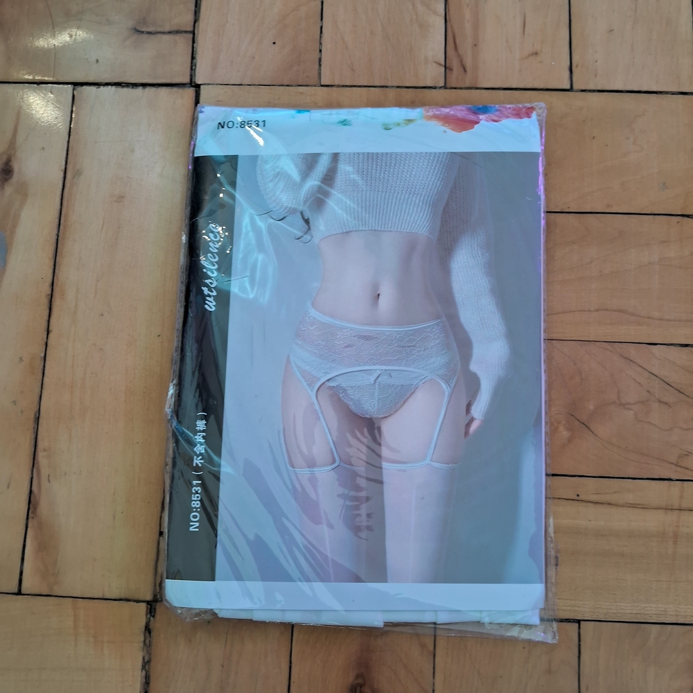 🌟 Free with Purchase. White Lace Lingerie Pantyhose.